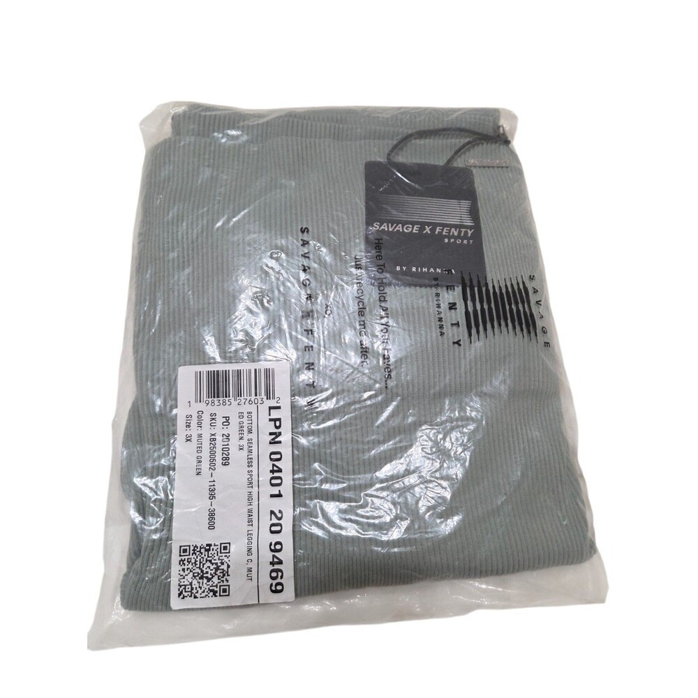 NWT Savage X Fenty High Waist Ribbed Leggings Women's Plus 3X Muted Green F9.1 - Picture 4 of 11